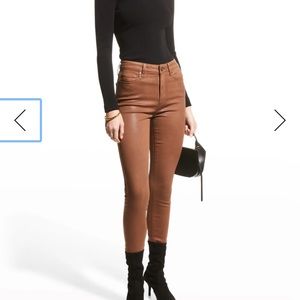 NWT Paige hoxton crop skinny jeans with luxe coating in Cognac color size 30